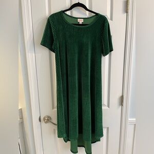 LuLaRoe Forest Green Ribbed Carly Dress